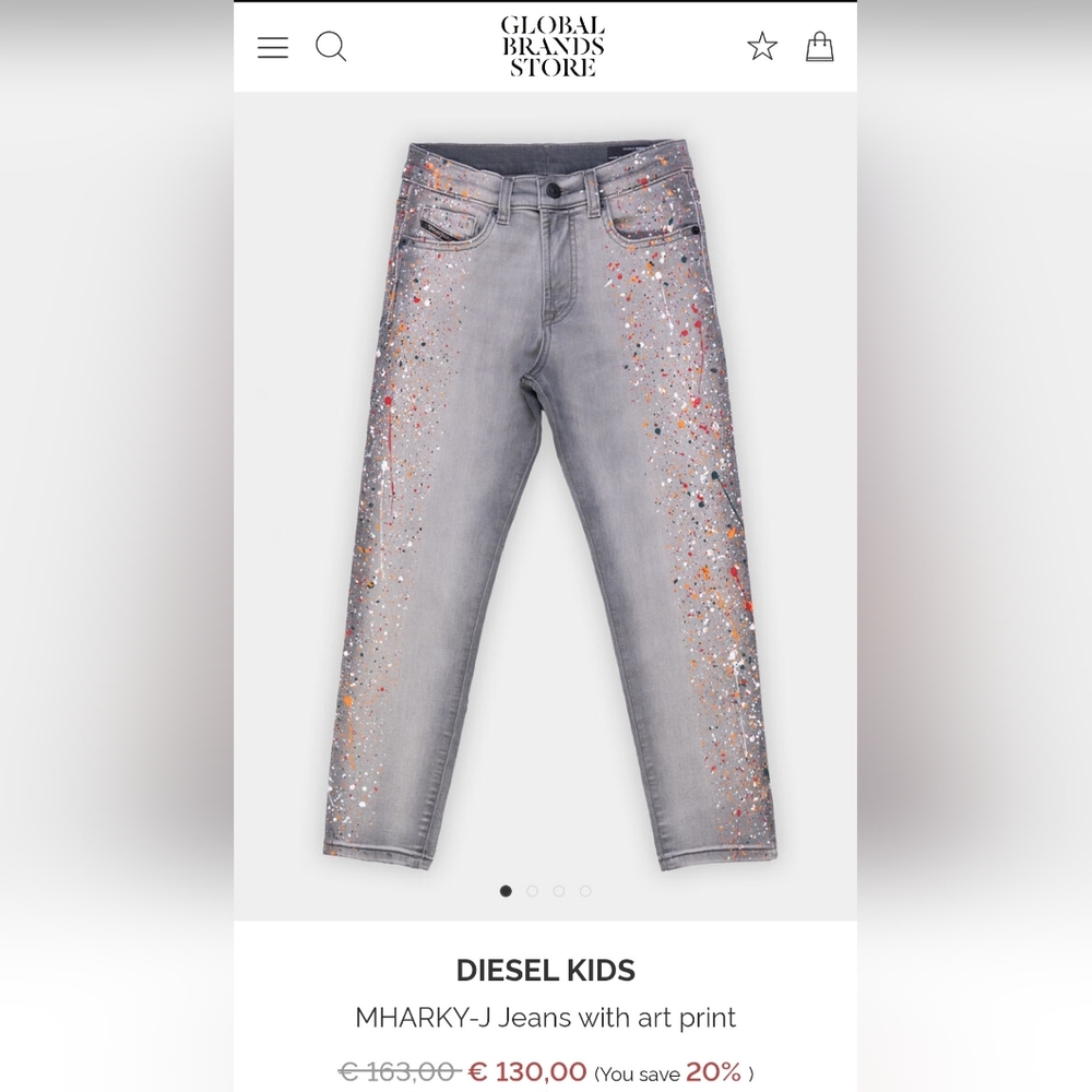 NWT Diesel Kids Boys Jeans Joggers Mharky-J Paint Splatter Stretch 12Y 28-30"